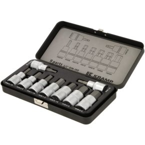 Kramp Set capete chei tubulare 18049240093KR 1/2 inch profil hexagonal exterior 9 piese imperial