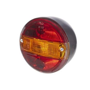 Lampă spate Hella 2SD001685231 rotundă 12-24V chihlimbar-roșu, montare cu șurub, Ø140mm