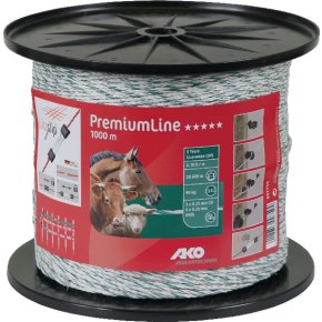 AKO Cablu pentru gard 441738 1.000m Alb Verde