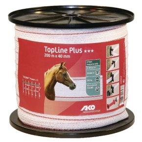 AKO Bandă pentru gard 449554 TopLine+ 40mm 200m Alb Roșu