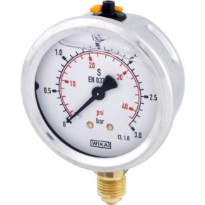 Manometru cu glicerină B711W063003D Racord inferior 1/4" Ø63 mm 3 bar WIKA