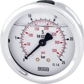 Manometru B711W063025T Ø63 mm 25 bar Racord spate WIKA