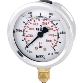Manometru cu glicerină B711W0631000D 1000 bar racord inferior 1/4 in Ø63 mm WIKA