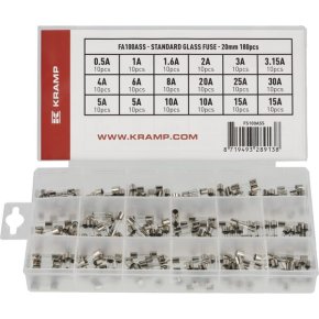 Kramp Set Siguranțe din Sticlă FS100ASS Asortate 20mm 32V 180 buc