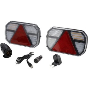 Kramp Set de lămpi fără fir LED CANBUS dreptunghiular magnetic 12V Li-ion 245x151x45mm fișă cu 13 pini indicator dinamic