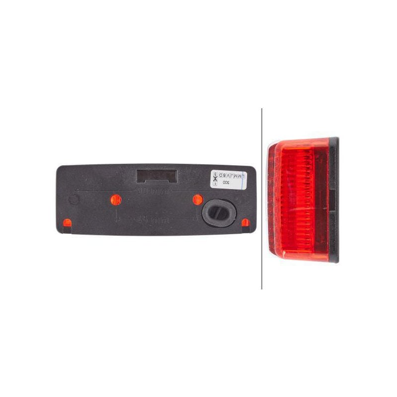 Lumină de poziție spate 2TM006717047 Dreptunghiulară Roșie 12V 110x25x40mm Hella
