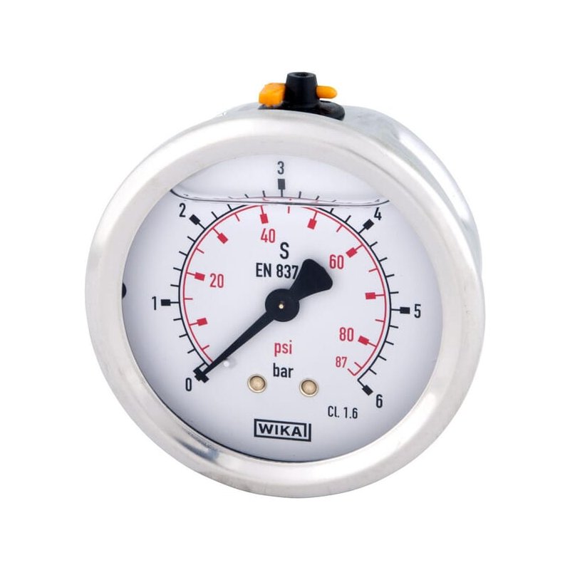 Manometru cu glicerină B711W063006T Racord spate 1/4" Ø63 mm 6 bar WIKA