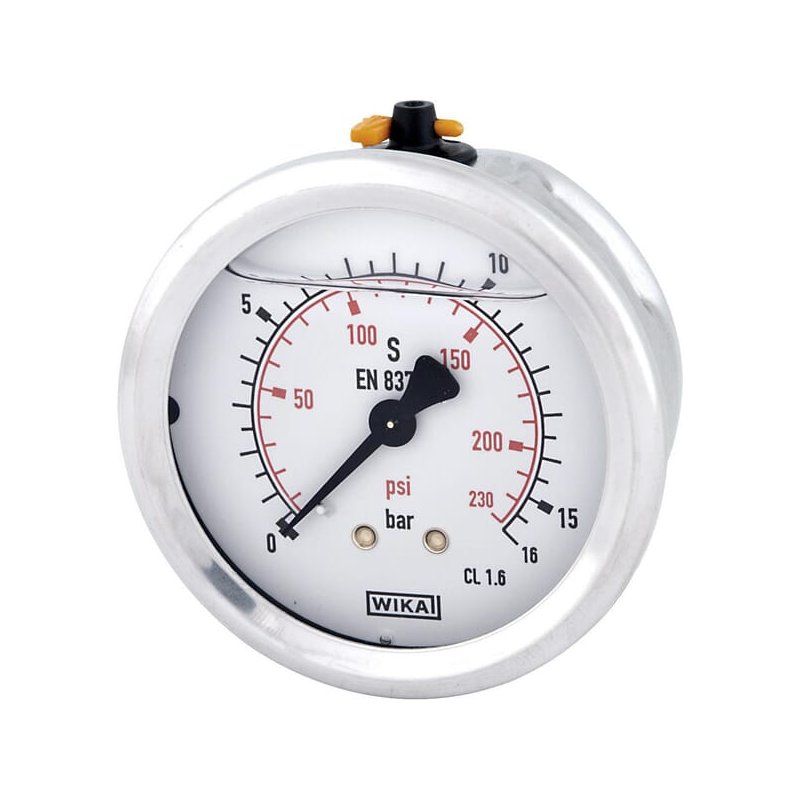 Manometru cu glicerină B711W063016T 16 bar racord spate 1/4" Ø63 mm WIKA