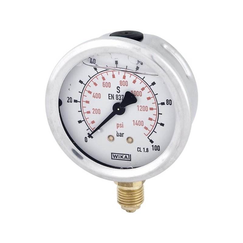 Manometru B711W100100D 0-100 bar 100 mm 1/2 BSP WIKA