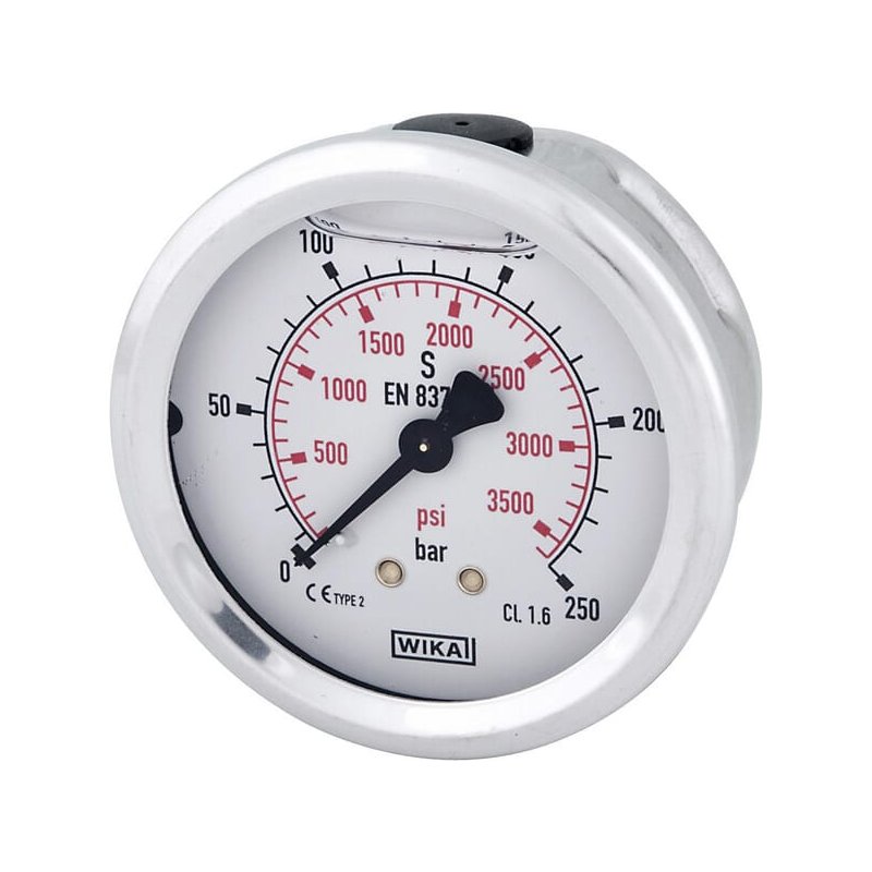 Manometru cu glicerină B711W063250T 250 bar racord spate 1/4" Ø63 mm WIKA