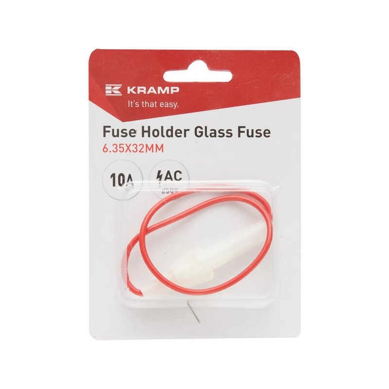 Kramp Suport Siguranță FH6332FP Plastic Ignifug 10A 250V AC 6.35x30mm Alb