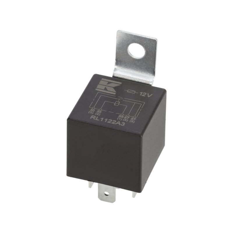Releu mini RL1122A3 12V contact dublu 2x20A cu suport Kramp