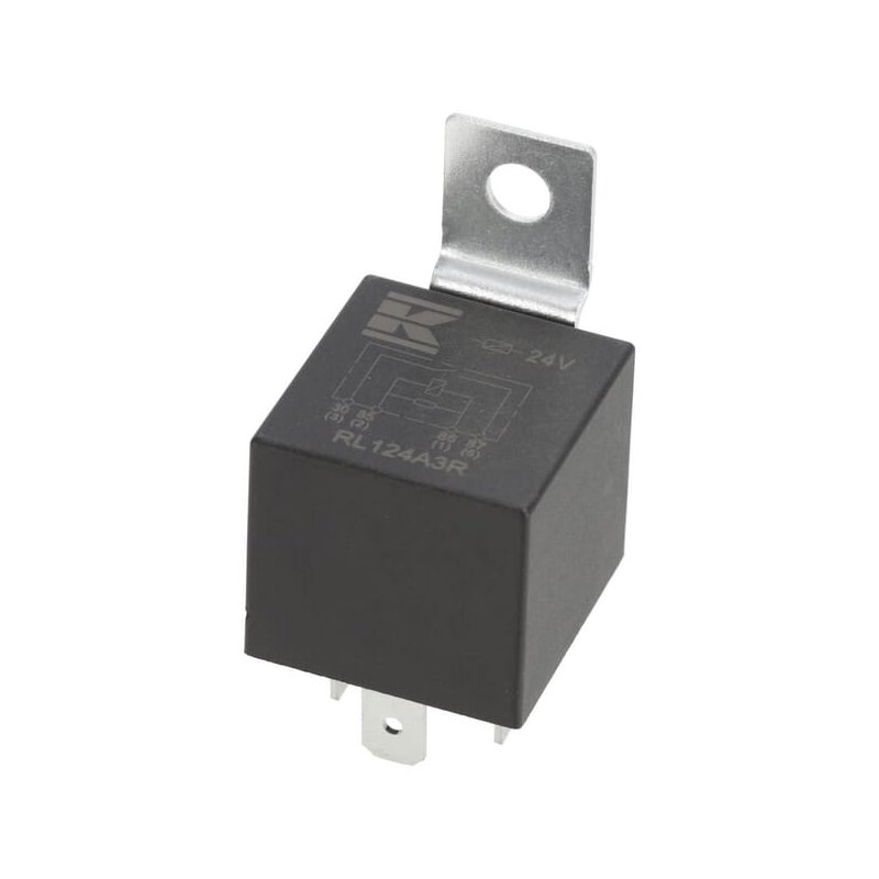 Releu mini RL124A3R 24V 20A deschidere normală cu rezistor și suport Kramp