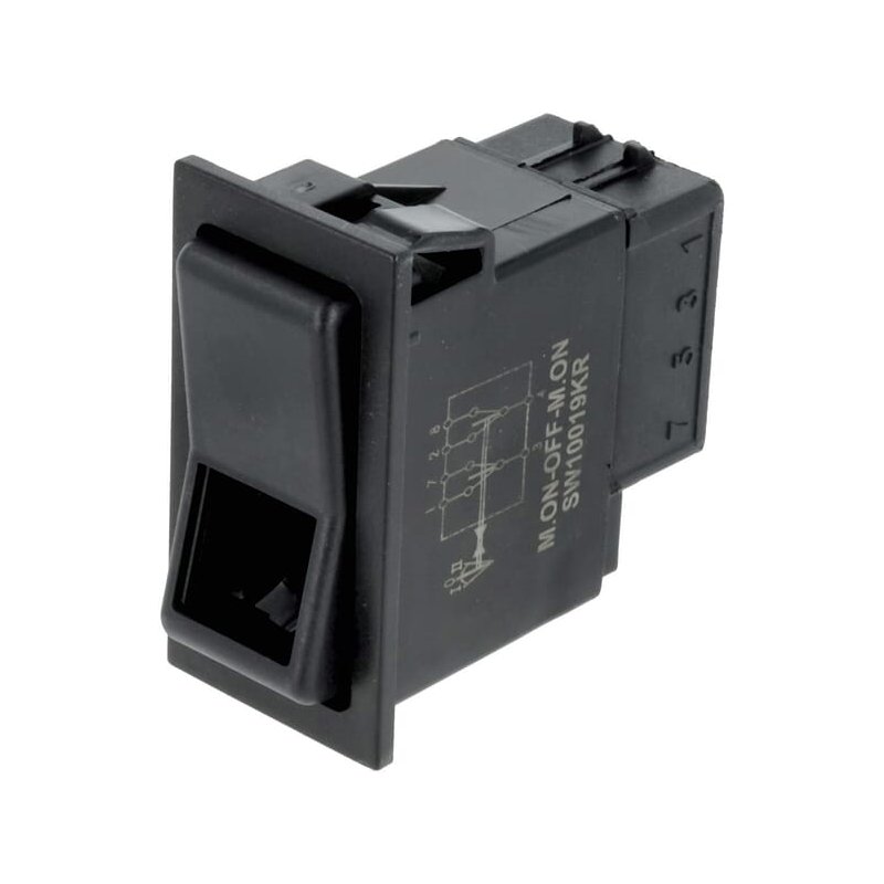 Comutator basculant SW10019KR (I)-0-(II) mom-off-mom iluminare funcțională 8 pini 12-24V Kramp